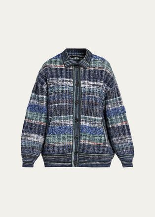 Missoni Striped Wool Oversized Turtleneck Cardigan