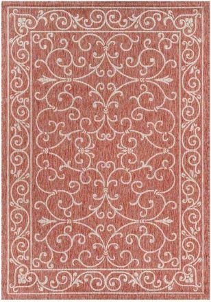 Jonathan Y Designs Charleston Vintage Filigree Textured Weave Indoor/Outdoor Area Rug in Red/beige at Nordstrom, Size 2Ft 0In X 8Ft 0In