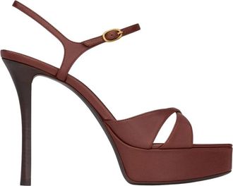 Saint Laurent Stijlvolle Zomersandalen - Dames - Sandalen met hakken - Bruin - 40 EU - Schoenen