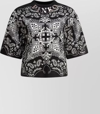 Pinko paisley logo-print cotton t-shirt