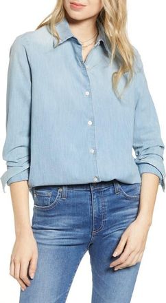 AG - Adriano Goldschmied Cade Chambray Shirt in Azure Light at Nordstrom, Size X-Small