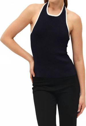 Elodie Goldie Knit Halter Top In Navy Blue