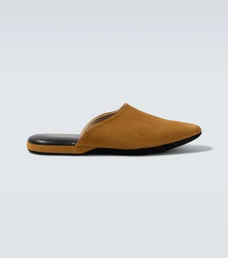 Charvet Leather-lined suede slippers
