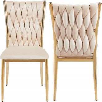 OEM Silla Beige Entretejida Con Terciopelo Suave Sobre Una Estructura Dorada Furnitex