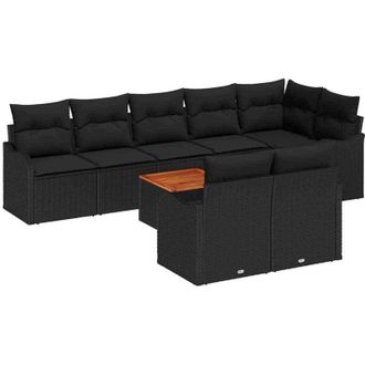 vidaXL Garden Sofa Set with Storage 9 pcs Black Poly Rattan vidaXL