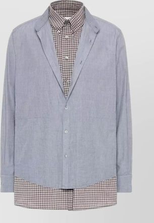 Maison Margiela cotton checked band collar long-sleeve shirt