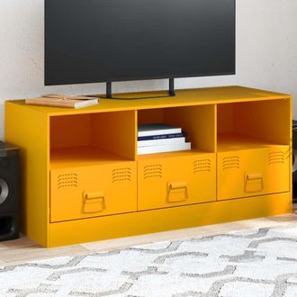 vidaXL Mueble Para Tv De Acero Amarillo Mostaza 99x39x44 Cm Vidaxl
