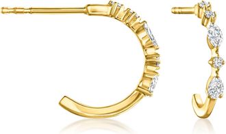 RS Pure by Ross-Simons Multi-Shaped Lab-Grown Diamond C-Hoop Earrings in 18kt Gold Over Sterling