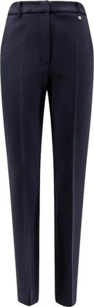 Max Mara Slim-fit broek - Dames - Slim Fit Broeken - Blauw - XL - Leer - Broeken