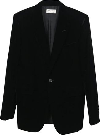Saint Laurent peaked-lapels blazer - men - Velvet/Viscose/Recycled Cupro - 48 - Black