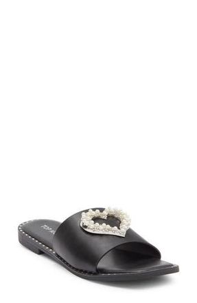 Top Moda Esme Heart Slide Sandal in Black Pu at Nordstrom Rack, Size 7.5