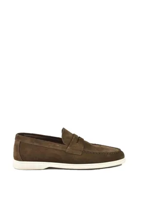 A.Testoni Mens Suede Loafer - Brown