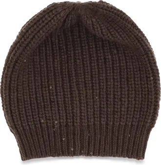 Brunello Cucinelli Womens Cashmere Beanie Hat Fondente Silk; Kashmir-Capra Hircus E Hairbands Kashmir/capra