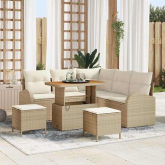 vidaXL Conjunto De Sof&aacute; De Jard&iacute;n 8 Pcs Beige, Crema 90 X 55 X 71 Cm Vidaxl
