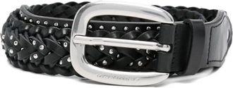 Golden Goose Braided Houston Washed Leather With Micro Studs Belt