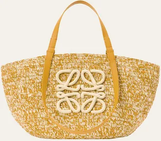 Loewe x Paulas Ibiza Medium Eclipse Basket Bag in Melange Raffia and Calfskin