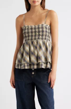 Damson Madder Azalea Smocked Organic Cotton Camisole in Cardamon at Nordstrom, Size 10