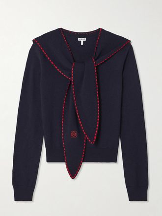 Loewe Maglia Con Ricami E Sciarpina - Blu