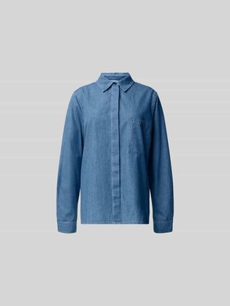Juvia Hemdbluse mit Brusttasche in Jeansblau, Gr&ouml;&szlig;e XS