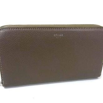 Celine Grayish Yellow Leather Long Wallet (Bi-Fold) (Pre-Owned)