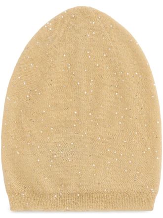 Fabiana Filippi sequinned beanie hat - women - Mohair/Polyamide - One Size - Yellow