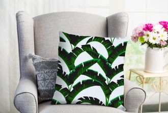 Queence Dekokissen »Falstaff« Kissenhülle,Palmenblätter,Tropisch,Grün,Sommerlich,Natur,Urlaub
