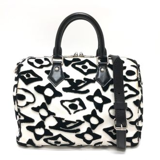 Louis Vuitton Black Monogram White Monogram Boston Bag (Pre-Owned)