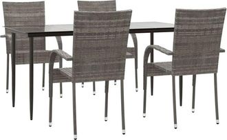 vidaXL Vidaxl - Juego De Comedor Para Jard&iacute;n 5 Piezas Rat&aacute;n Sint&eacute;tico Gris