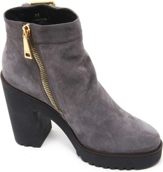 Hogan Italiaanse leren laars - Dames - Laarzen met Hak - Grijs - 35 EU - Leer - Schoenen