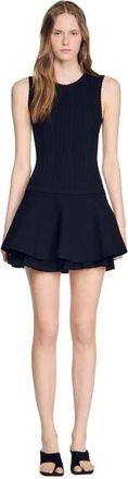 Sandro Short knit dress with ruffles in Black at Nordstrom, Size 42