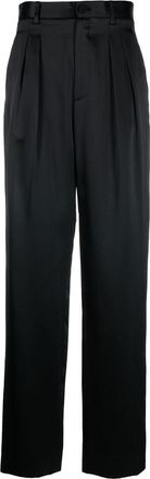 Nili Lotan satin silk pleated trousers - women - Silk - 4 - Black
