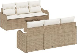 vidaXL Vidaxl - Garden Sofa Set 7 pcs Beige 55 x 55 x 37 cm Poly rattan