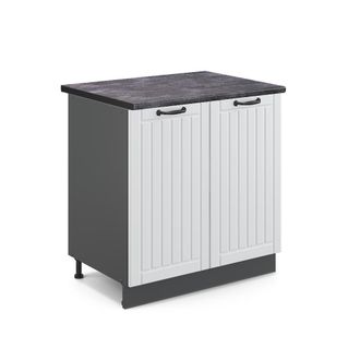 Vicco Armario Bajo Para Fregadero Fame-line, Blanco Casa De Campo, 80 Cm Con Estante, Et Antracita Vicco