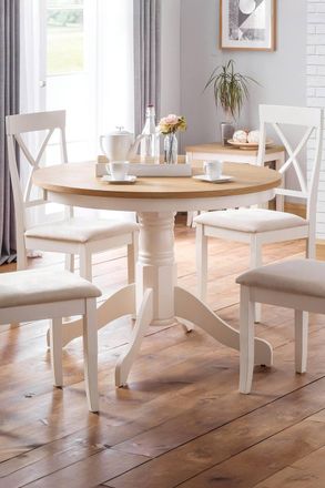Julian Bowen Davenport Round Pedestal 4 Seater Dining Table in Ivory