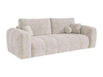 Vente-Unique Sof&aacute; cama de 4 plazas expr&eacute;s en chenilla beige - Cama de 160 cm - Colch&oacute;n de 16 cm viscoel&aacute;stico BRIVANO