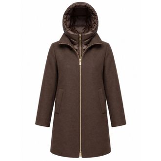 Marella Abrigo Acolchado Suave Panno con Capucha Desmontable - Coats - Mujer - Marr&oacute;n - 2XS