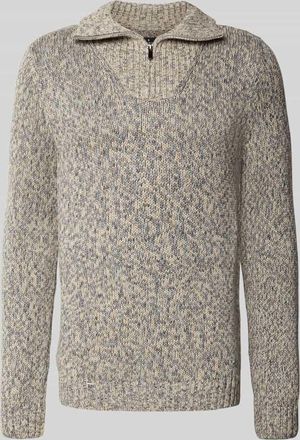 Ragman Strickpullover mit Troyer-Kragen in Bleu, Größe XXXL