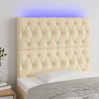 vidaXL Cabecero Con Luces Led Tela Crema 100x7x118/128 Cm Vidaxl