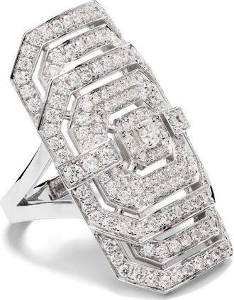 Statement Ring My Way XXL sterling silver and diamond cocktail ring - women - Rhodium Plated Sterling Silver/Diamond - 55