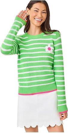 Lilly Pulitzer Jovienne Sweater Womens Sweater Jackfruit Green Shine Bright Stripe : XXS, Cotton
