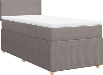 vidaXL Cama Box Spring Con Colch&oacute;n Tela Gris Taupe 100x200 Cm Vidaxl