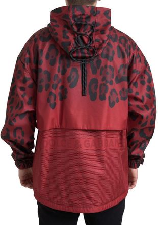 Dolce & Gabbana Red Leopard Hooded Rain Coat Mens Jacket