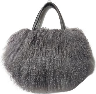 Generic Womens Plush Bags Winter Fur Handbag Women Casual Long Hair Shoulder Bag Genuine Tote Bags Femme(Grey)