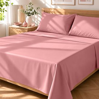 KASANOVA Completo letto matrimoniale tinta unita corallo