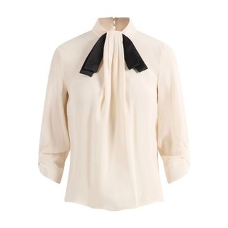 Elisabetta Franchi Georgette Cravattino Blouse - female - Elisabetta Franchi - Blouses - Beige - XL - Blouses & Shirts