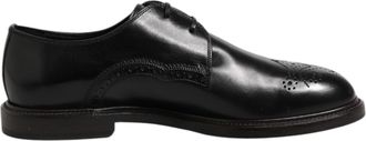Dolce & Gabbana Black Leather Derby Wingtip Formal Mens Shoes