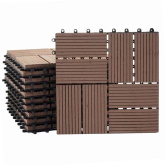 Hhg [non Utilizzato] Piastrelle Premio Pavimentazione Da Esterno Rhone T831 Wpc 30x30cm 11 Pezzi 1mq Marrone Quadrati