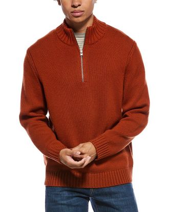 Vince Relaxed Wool & Cashmere-Blend 1/4-Zip Mock Neck Sweater