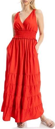 Max Studio Crossback Tiered Maxi Dress in Heather Red at Nordstrom Rack, Size X-Large