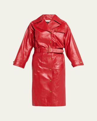 Willy Chavarria Leather Midi Trench Dress